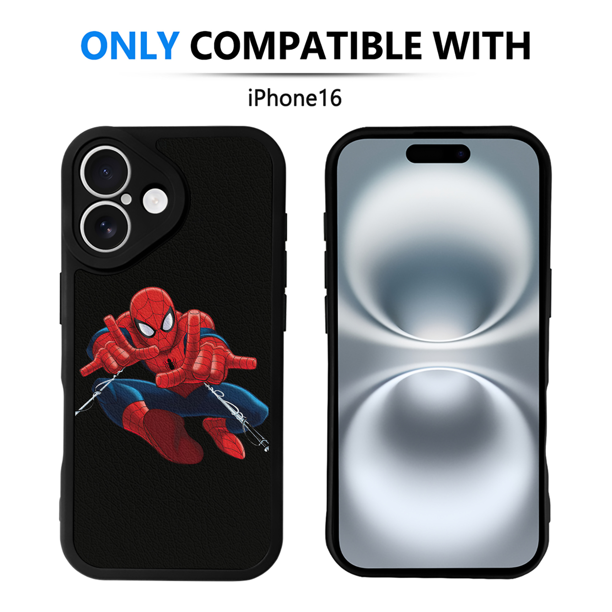 （画像用） Spider Man スパイダーマン 【iPhone 16シリーズ対応】シリコンスマホケース（レザー調） 材質：シリコン